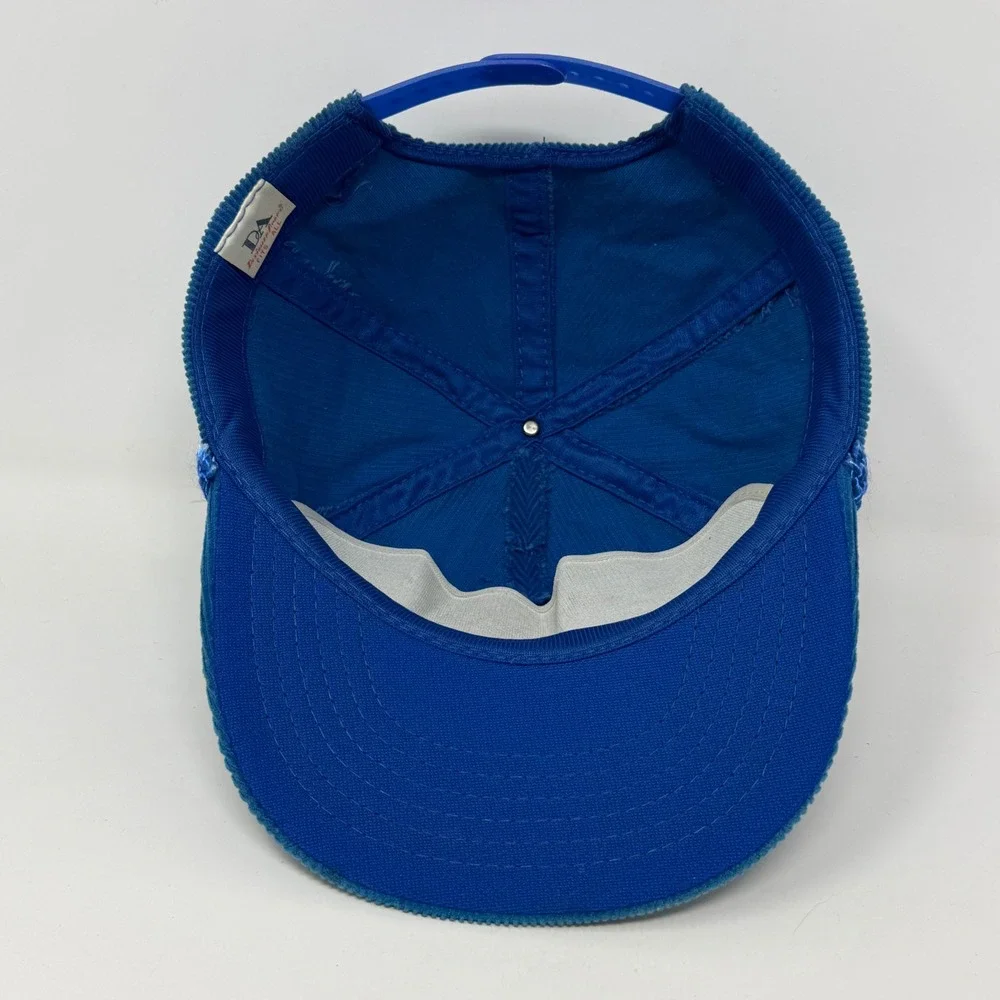 Vintage Sea Lion Caves Oregon Coast Corduroy Snapback Hat Blue Rope Trucker